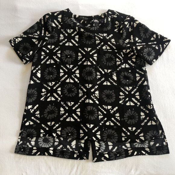 Madewell Black Print Polyester Button Back Blouse Top Womens M Medium - Picture 4 of 8
